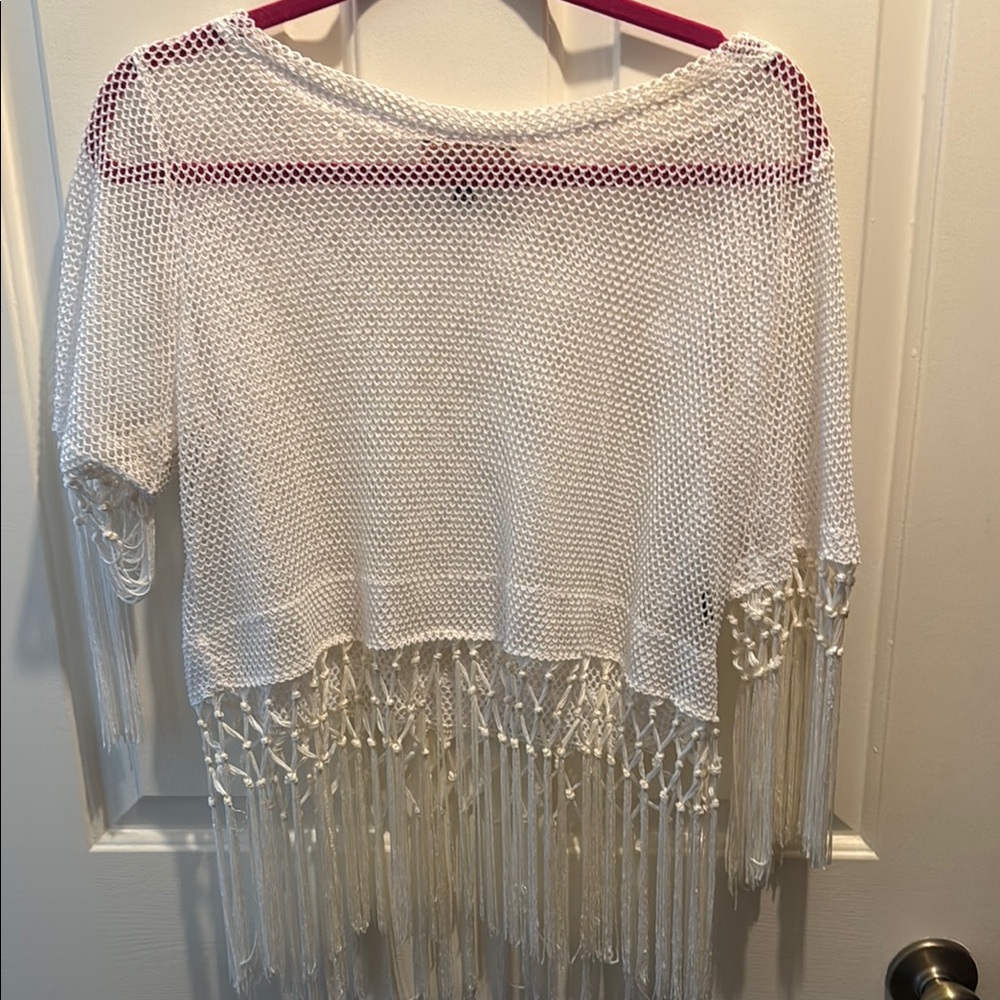 Elegant White Fringe Mojave Top